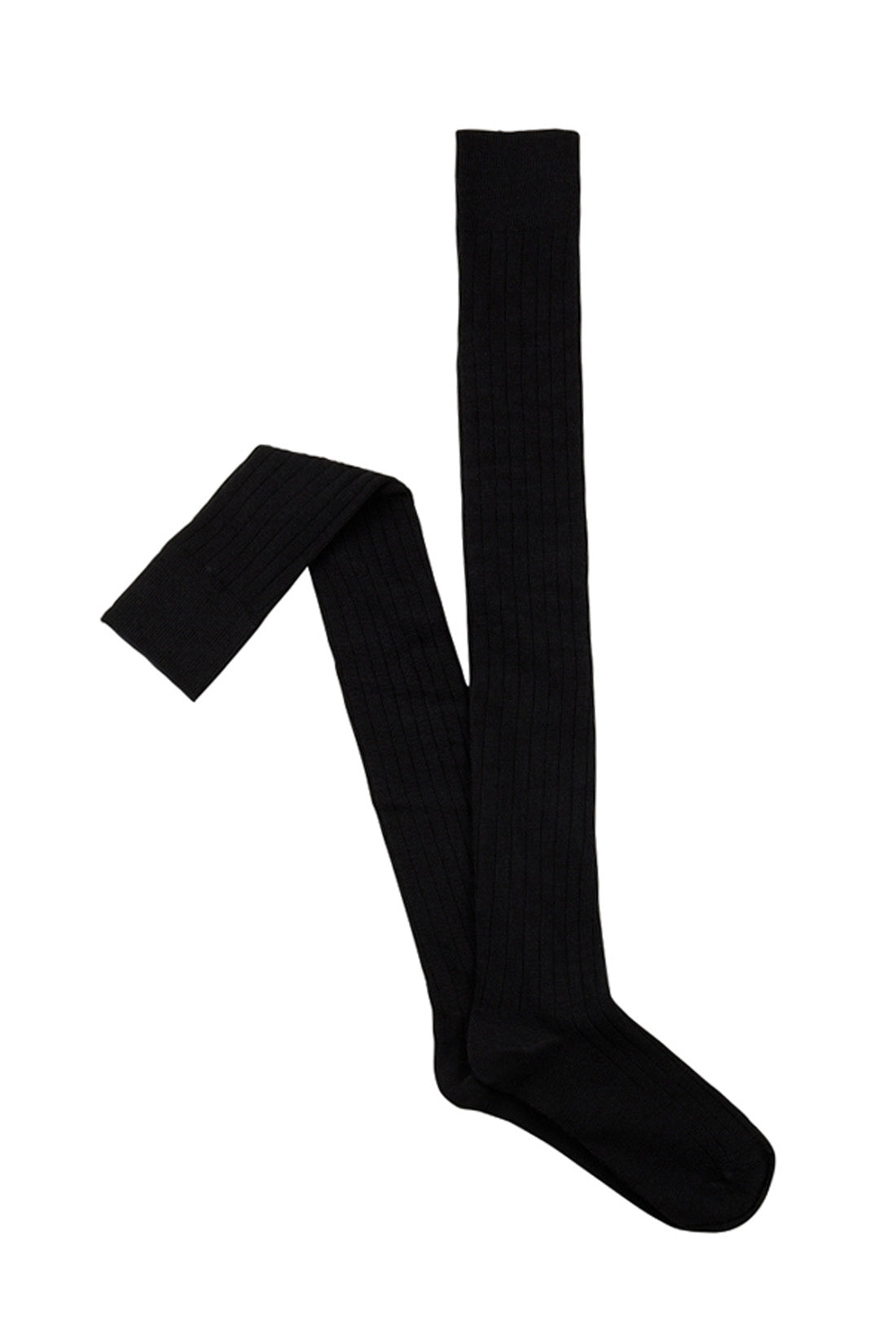Merino Over The Knee Socks- Rib- Black
