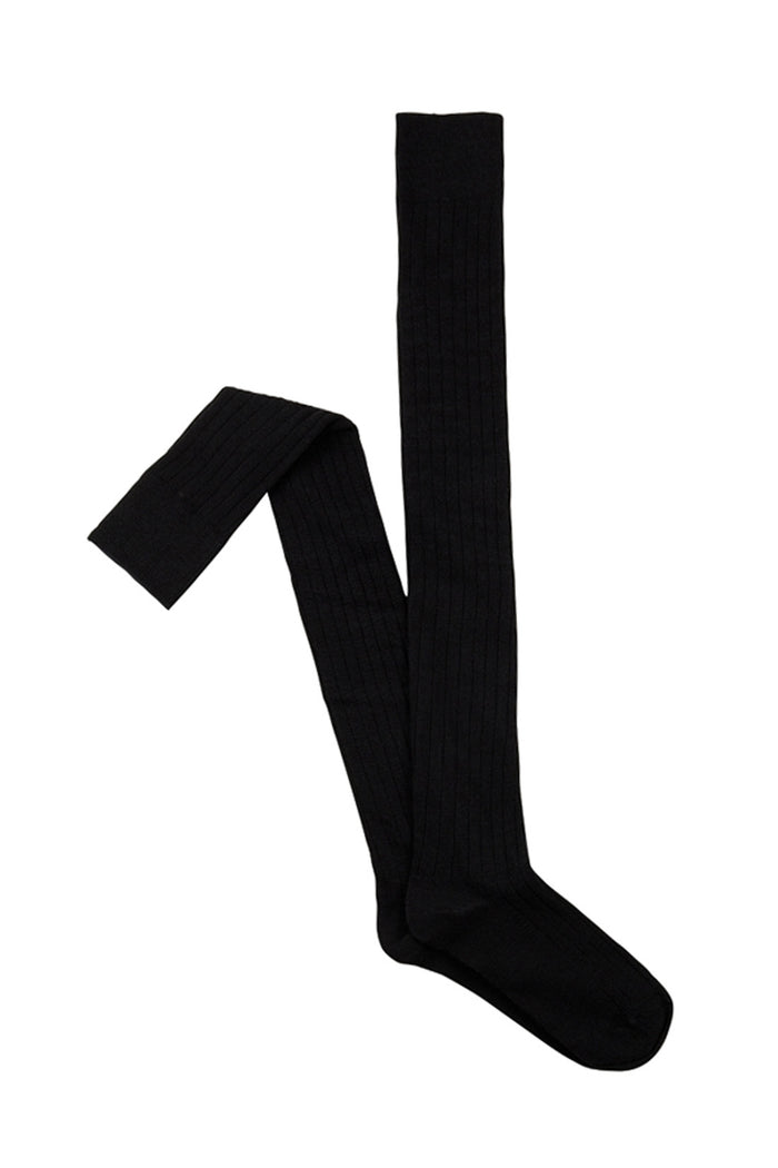Merino Over The Knee Socks- Rib- Black