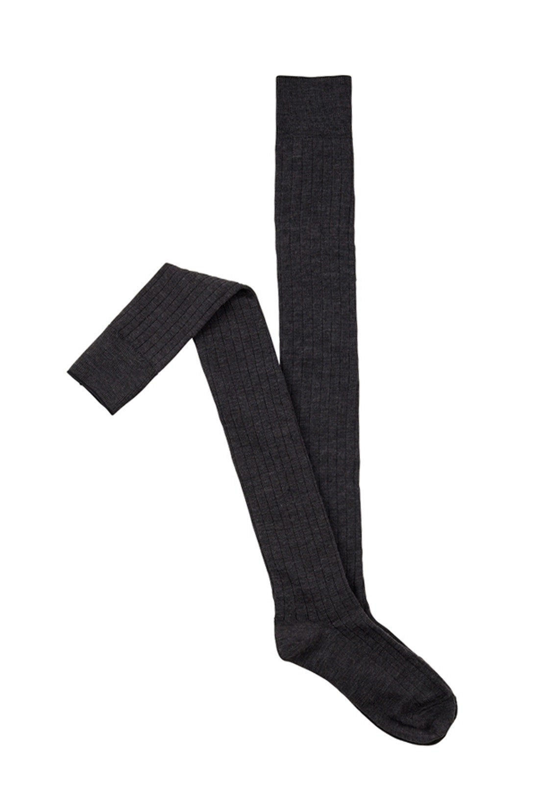 Merino Over The Knee Socks- Rib- Charcoal