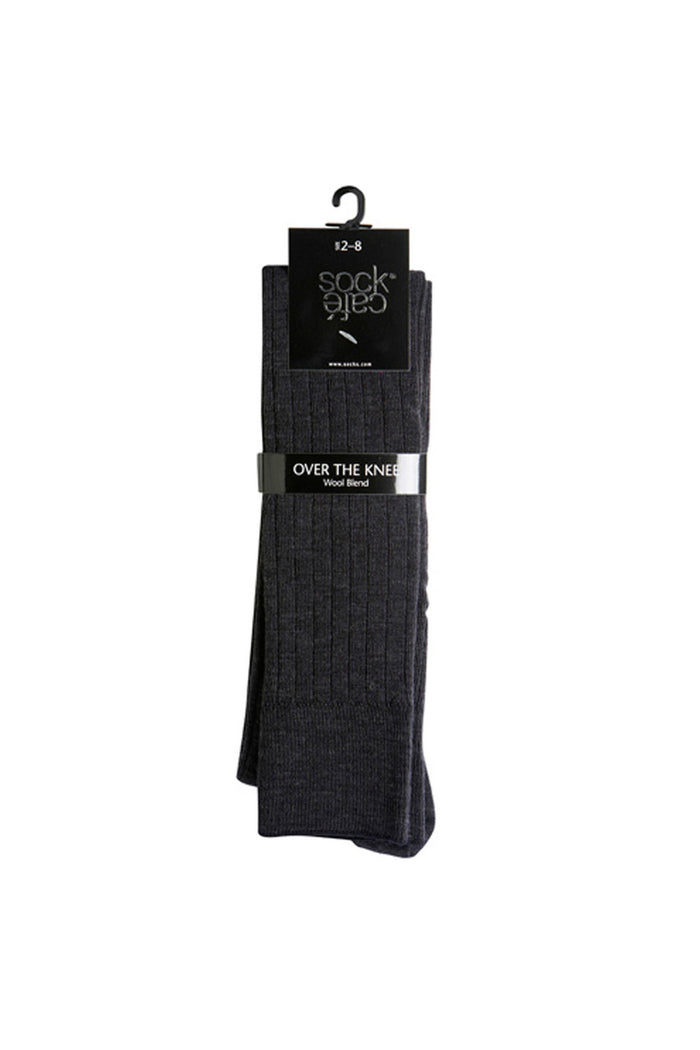 Merino Over The Knee Socks- Rib- Charcoal