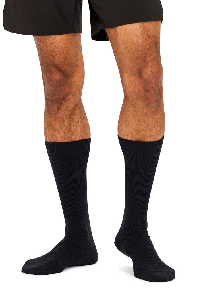 Men's High Percentage Cotton Rib Crew Socks - 3 Pack
