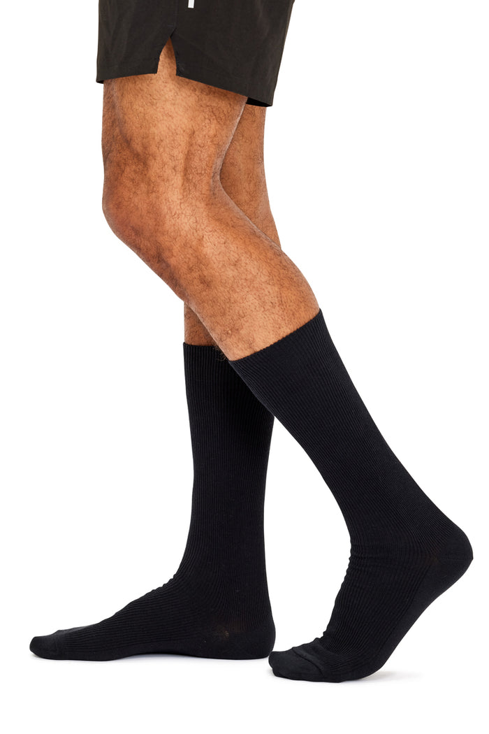 Men's High Percentage Cotton Rib Crew Socks - 3 Pack