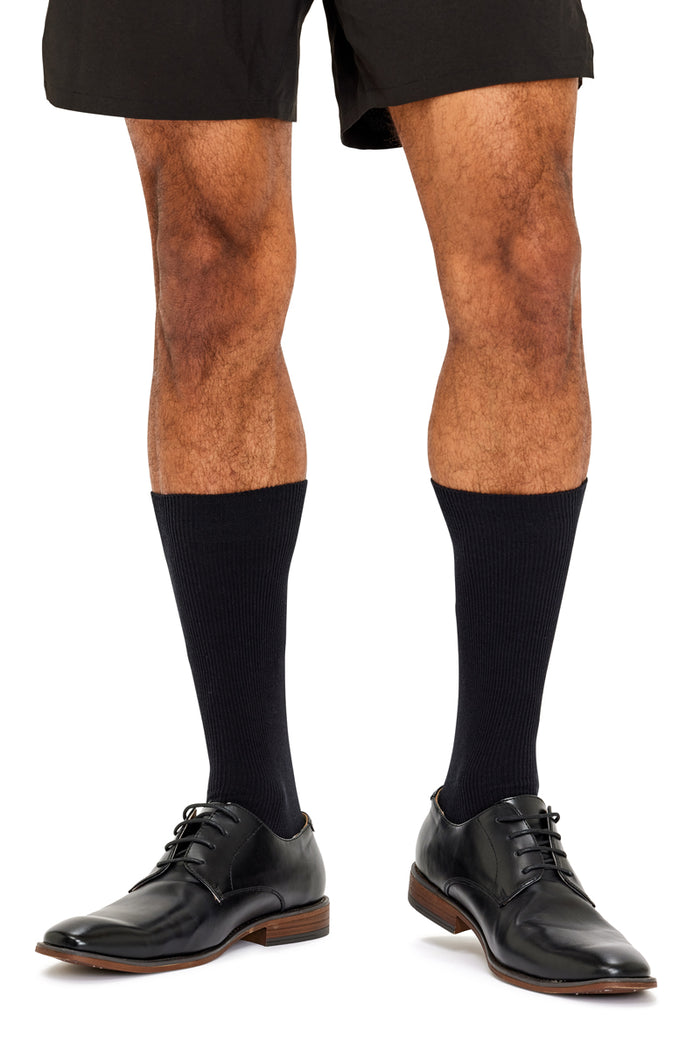 Men's High Percentage Cotton Rib Crew Socks - 3 Pack